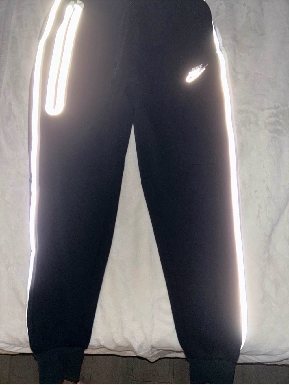 Nike Kids Black Jogger Pants with White Reflective Accents
